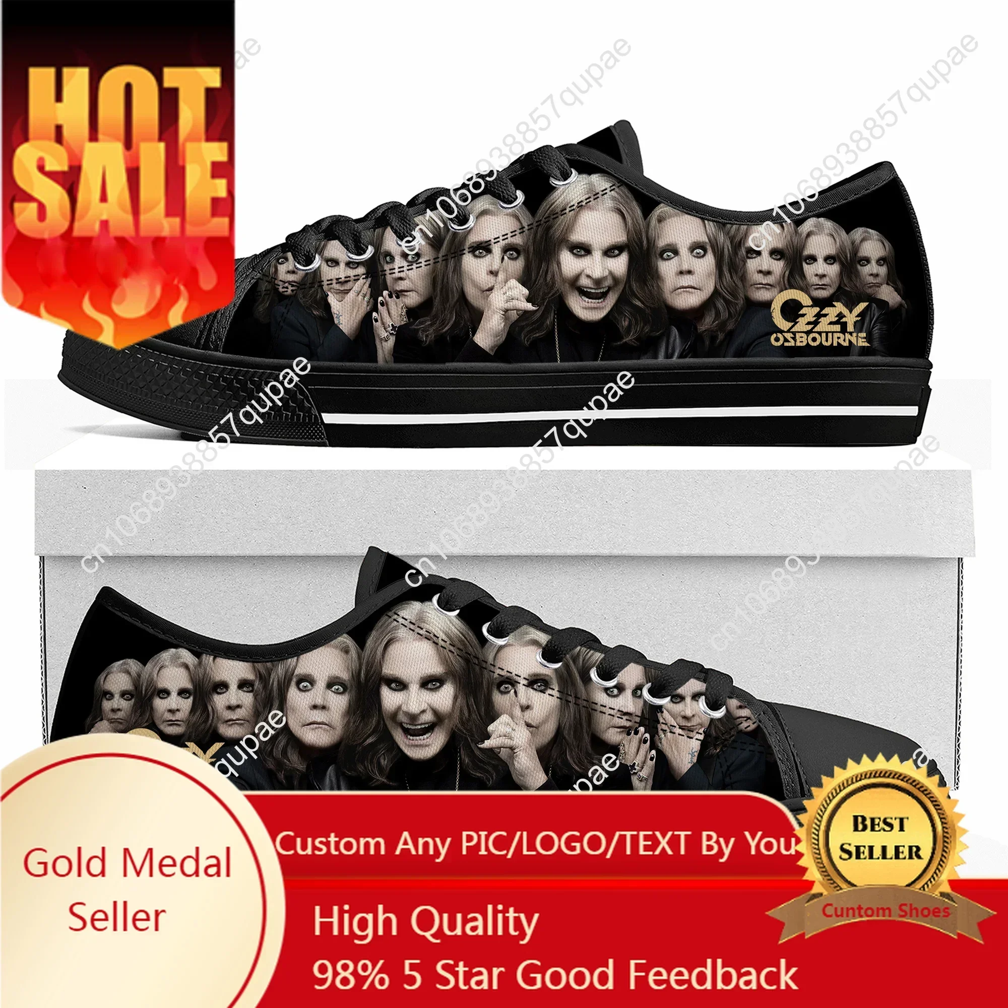 Ozzy Rock Singer Osbourne Low Top High Quality Sneakers Mens Womens Teenager Canvas Sneaker Casual Couple Shoes Custom Shoes