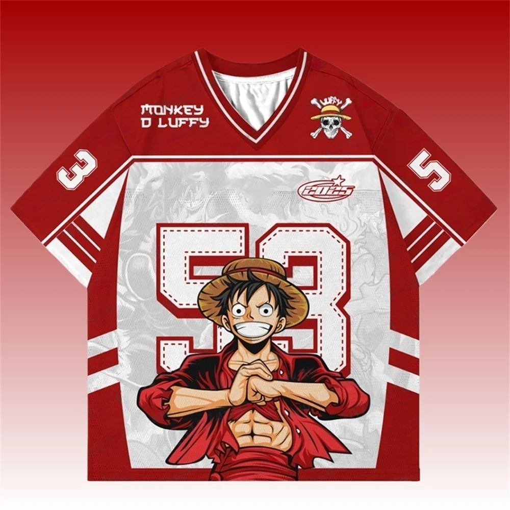 

Новая футболка-джерси Bandai Anime One Piece Luffy 2026 года, летняя, оверсайз, с 3D-принтом, для взрослых и детей, многофункциональная верхняя одежда