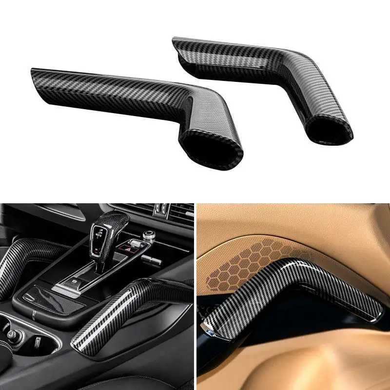 ABS Carbon Fiber Texture Car-styling Central Handles / Door Handle Panel Grab Pull Cover Trim For Porsche Cayenne 2018 - 2024