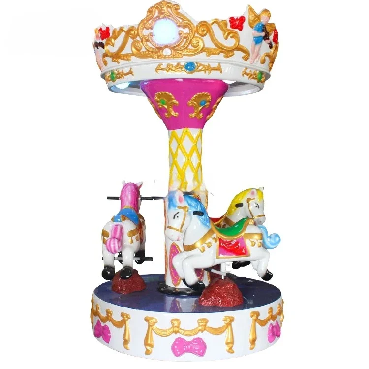 Amusement Kids Rides Indoor Outdoor Playground Merry Go Round 3 People Small Carousel For Sale