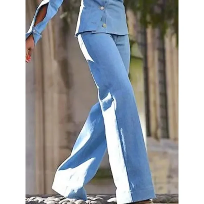 Yeezzi 2024 New Autumn Long Sleeves Fashion Slanted Single-breasted Lapel Blouse & High Waist Straight Pants Suits For Women