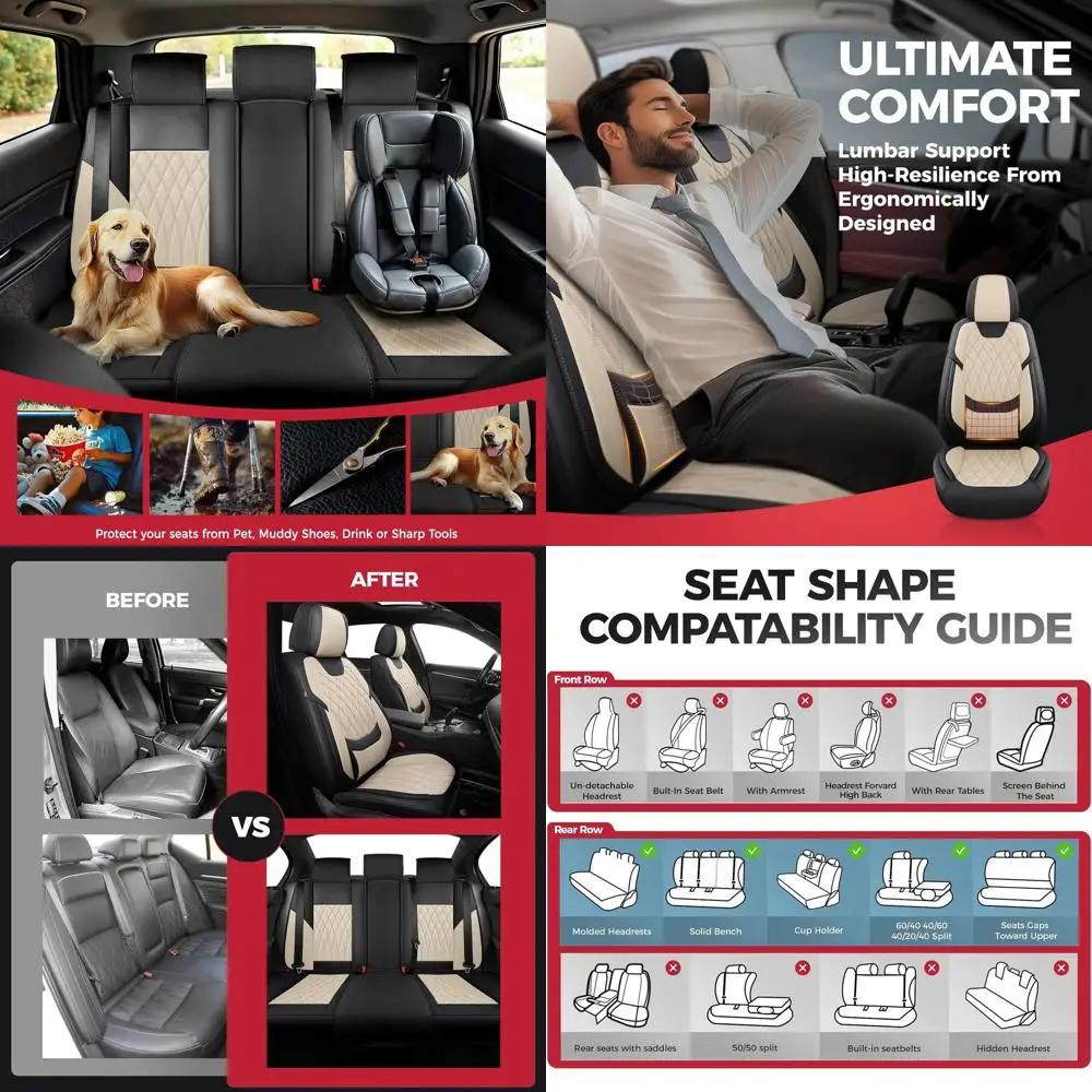 

Роскошные чехлы для автомобильных сидений из искусственной кожи наппа, дышащие и водонепроницаемые, с поддержкой поясницы, полный комплект для седанов, внедорожников и пикапов