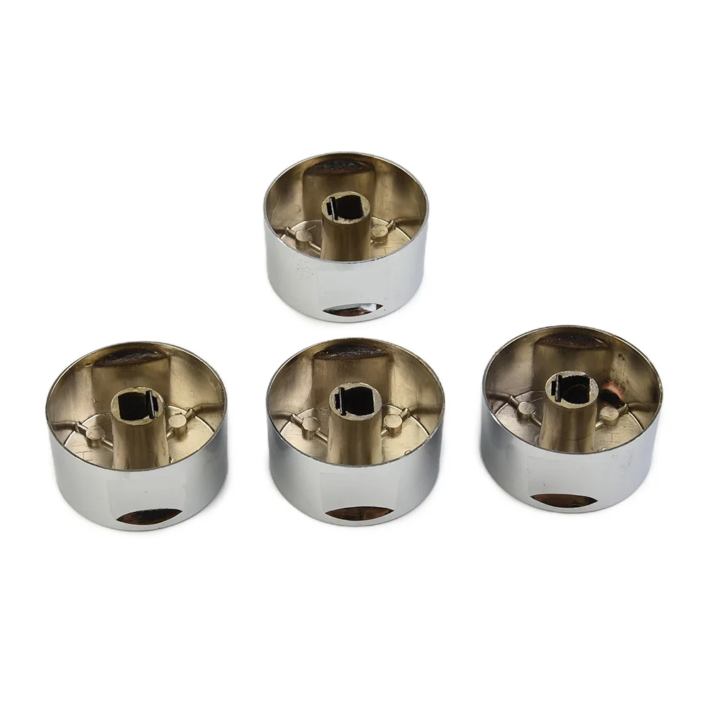 Gas Cooktop Rotary Switches Ovens Gas Cooktop Silver Zinc Alloy 4 Pcs for access Accessories Components Easy To Use