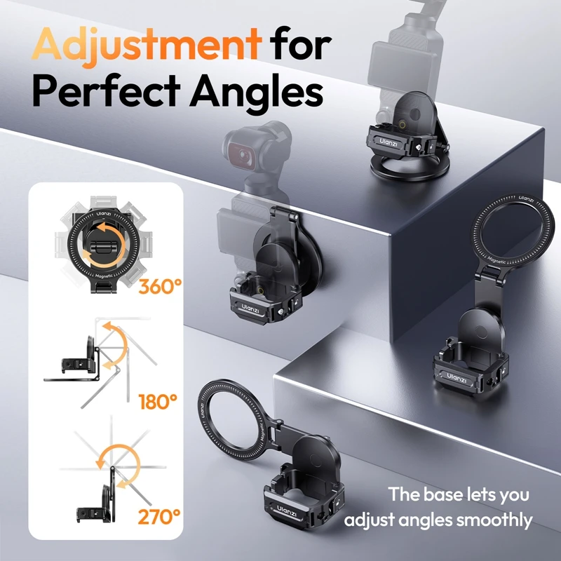 Ulanzi PMO1 Pocket 3 محول توسيع مغناطيسي مع حذاء بارد لـ DJI Pocket 3 حامل هاتف الكاميرا توسيع مدونة الفيديو المباشرة