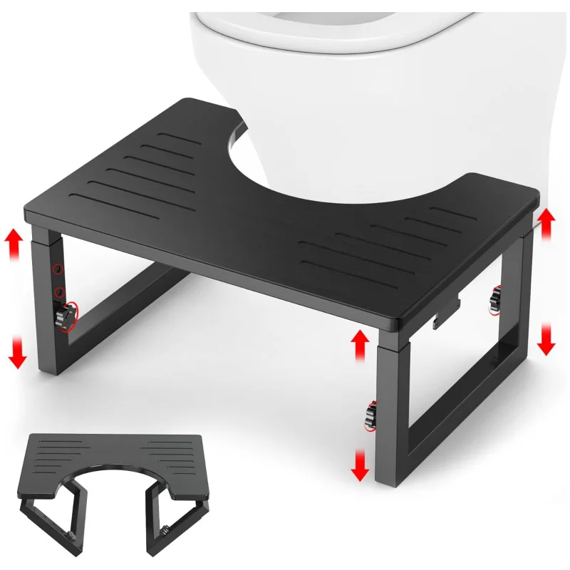 Foldable Toilet Stool Foot Rest Adjustable Height Portable Bathroom Step Stool for Home Squat Potty