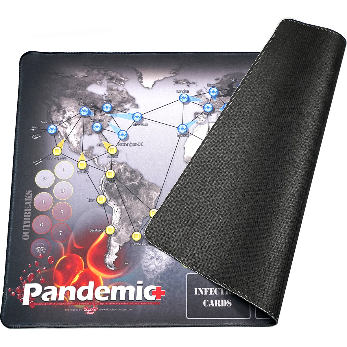 Pandemic Board Game Playmat Map Mat Board Game Accessories Mat Large Original Size 1:1 Scale Map