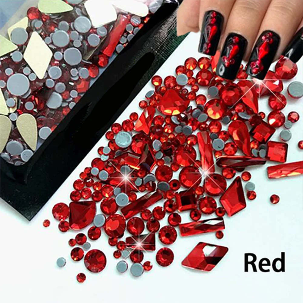 Strass redondos para arte em unhas, 20 peças, formato aleatório + 150 peças, ab/transparente/dourado/prata, glitter, diamante, vidro y2k, decoração de manicure