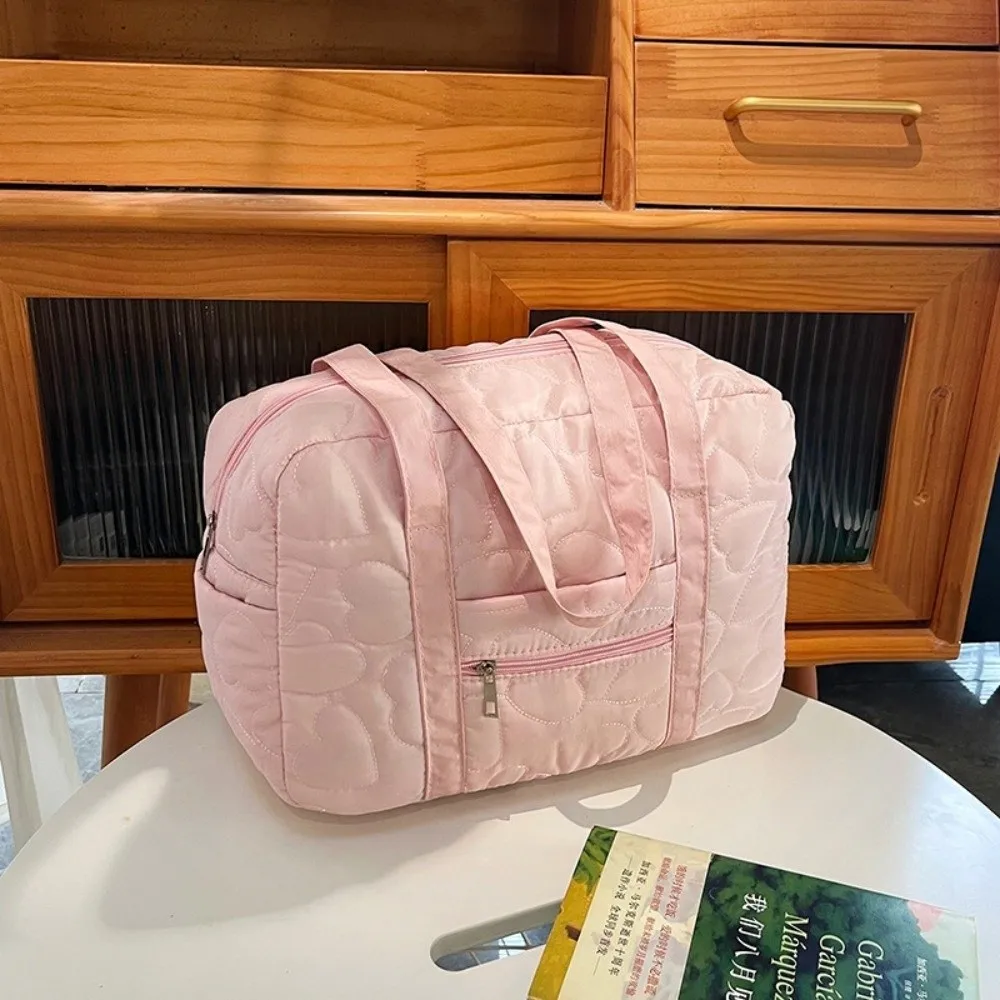 Korean Style Solid Color Underarm Bag Heart Pattern Storage Function Mommy Handbag Storage Bag Travel view 2