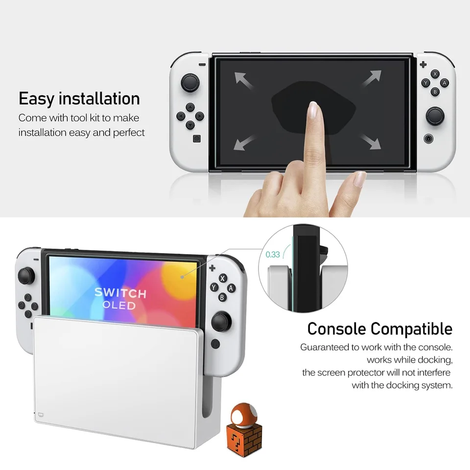 Vidrio Templado 9H para Nintendo Switch OLED Switch2 2 Protector de Pantalla, Película de Vidrio Protectora HD Transparente Anti-rayaduras Accesorios 3