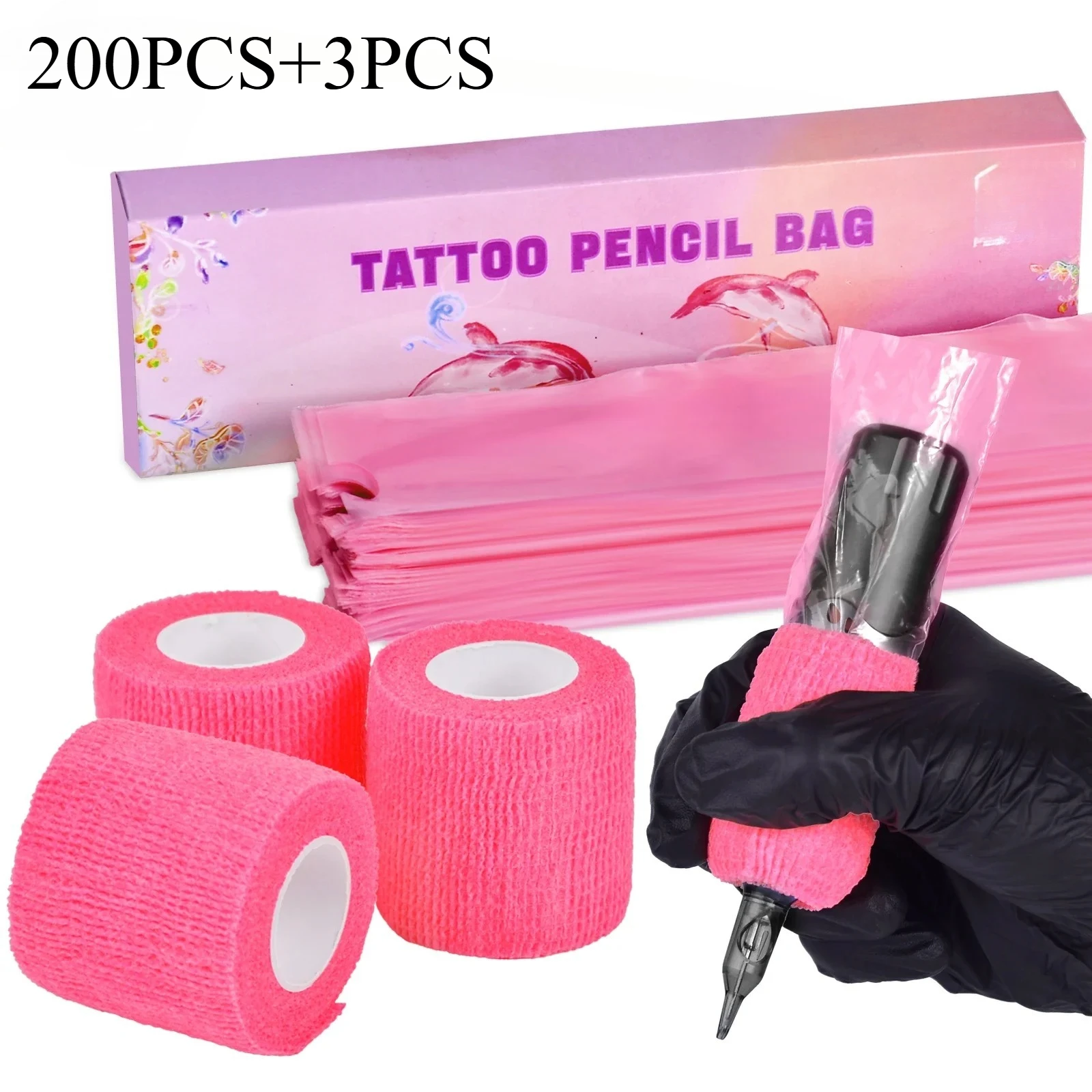 

Wholesale Tattoo Pencil 200Pcs and 3Pcs Pink Sleeve Bag Covers Bandage Practice Taattoo Sets Microblading Supplie for Artists