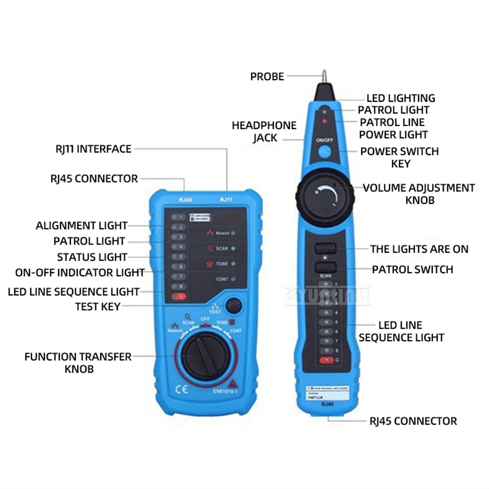 High Quality FWT11 RJ11 RJ45 Cat5 Cat6 Telephone Wire Tracker Tracer Toner Ethernet LAN Network Cable tester Line Finder