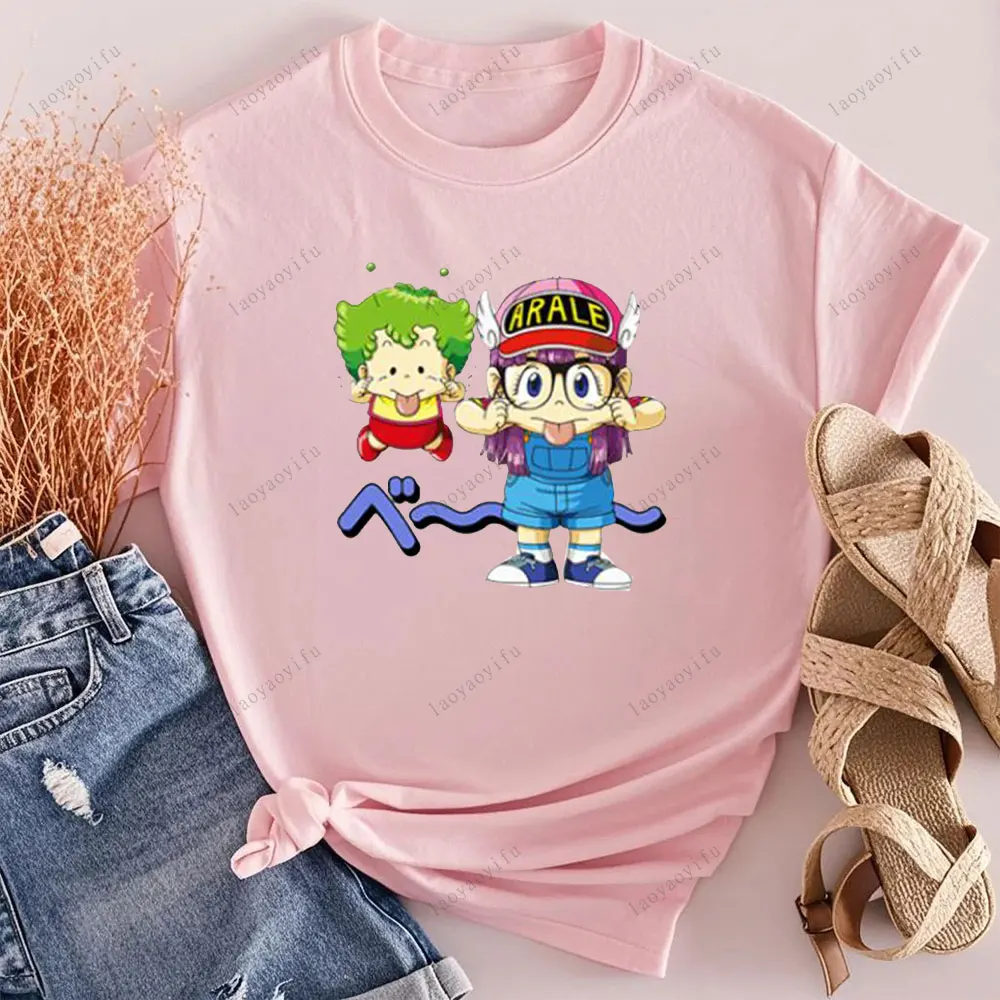 Arale-camisetas bonitas de Anime para hombre y mujer, camiseta divertida de algodón puro, ropa de manga corta, camisetas Dr Slump con cuello redondo para adulto
