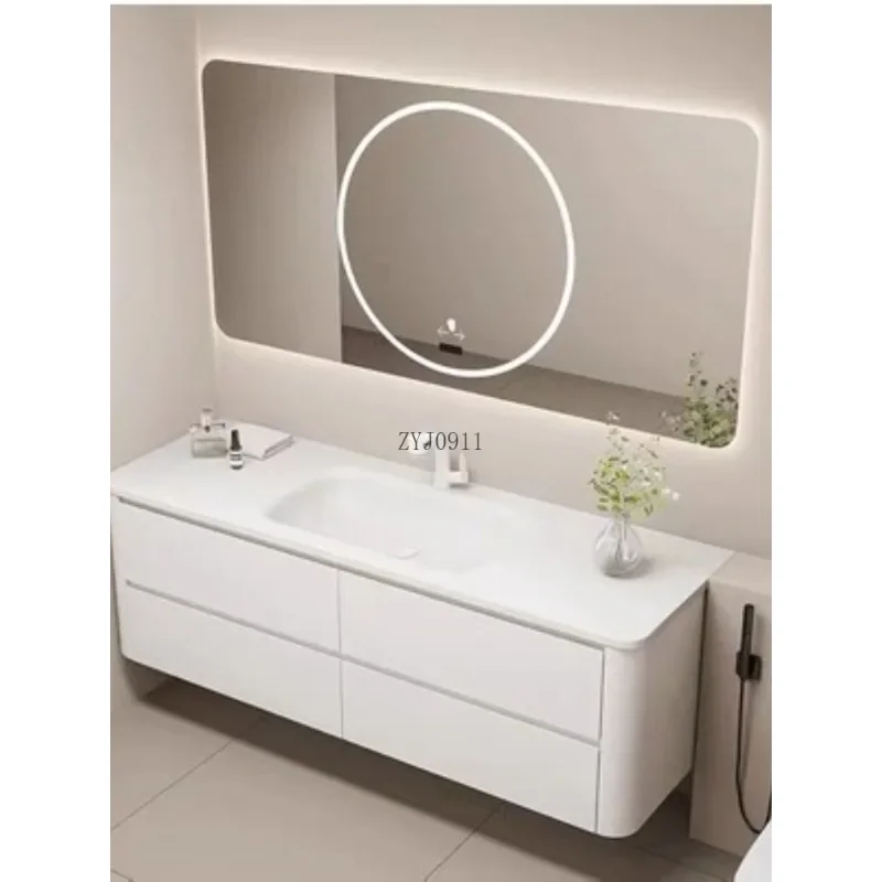 Combination Whole Washbin Skin Feeling Circular Arc Oak Paint Cabinet Body Simple Bathroom Table