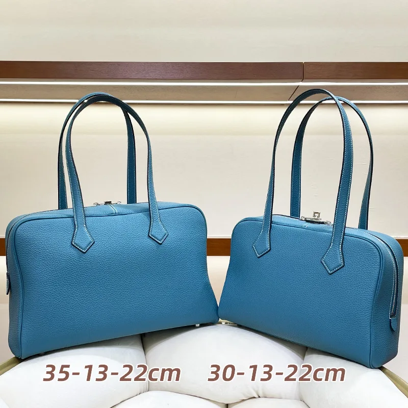 

Легкая роскошная высококачественная осенне-зимняя новая сумка-тоут большой вместимости из первого слоя из воловьей кожи, минималистичная дорожная сумка для боулинга подмышками