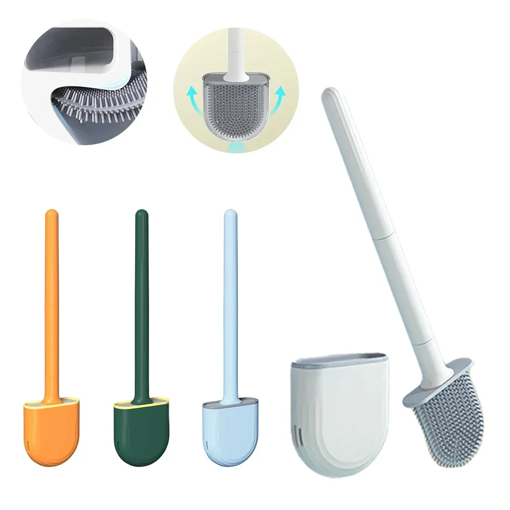 

Silicone Toilet Brush Toilet Detergent Long Handle Bathroom Set Brush for Cleaning Corner Household Bathroom Accessories