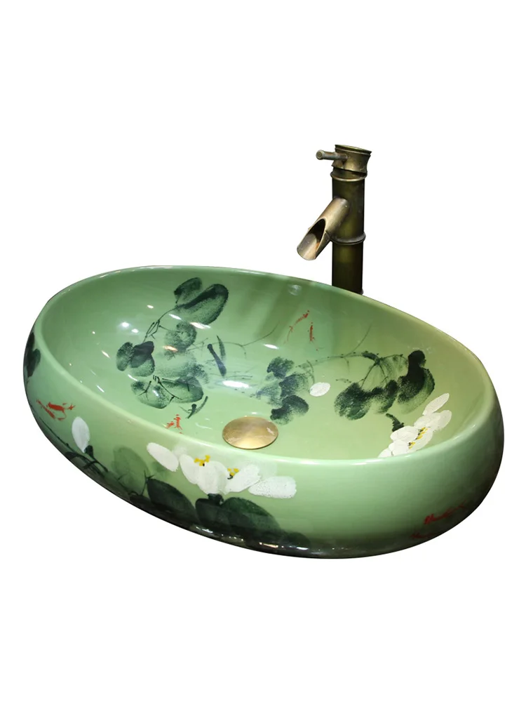 

Lotus Table Basin Home Chinese Style Art Wash Basin Balcony Personality Washbasin