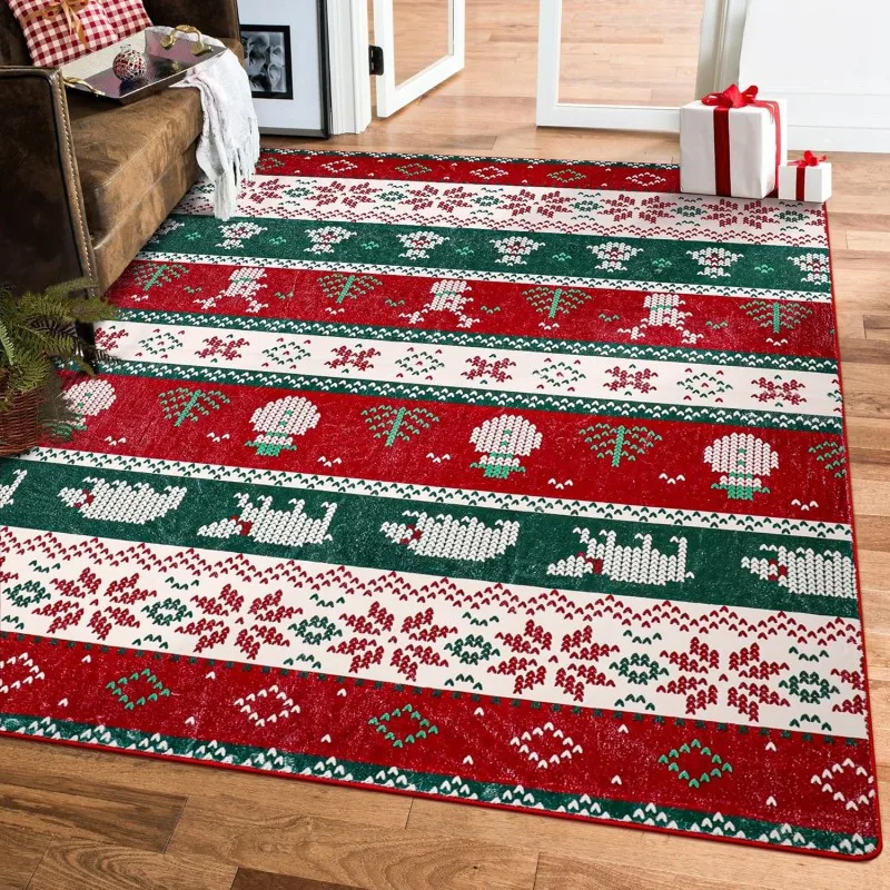 Christmas Area Rugs for Living Room Bedroom,Xmas Checkered Plaid
