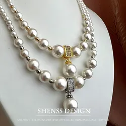 Temperament Imitation Pearl Pendant Necklace Wedding Jewelry for Women Copper Plated 14k Gold Accessories