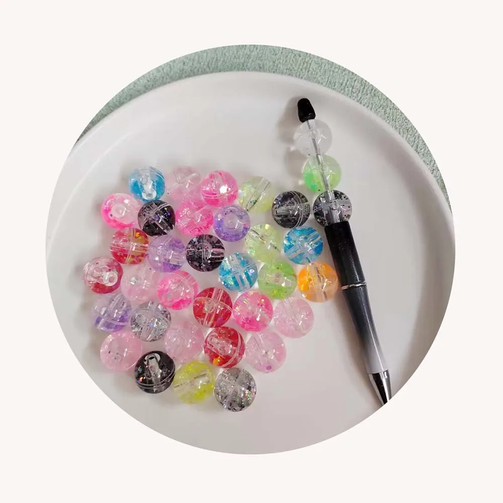 18mm Cute Transparent Colorful Acrylic Pearl Beads Round Loose Space Beads for Jewelry Making DIY Bracelet Accessories