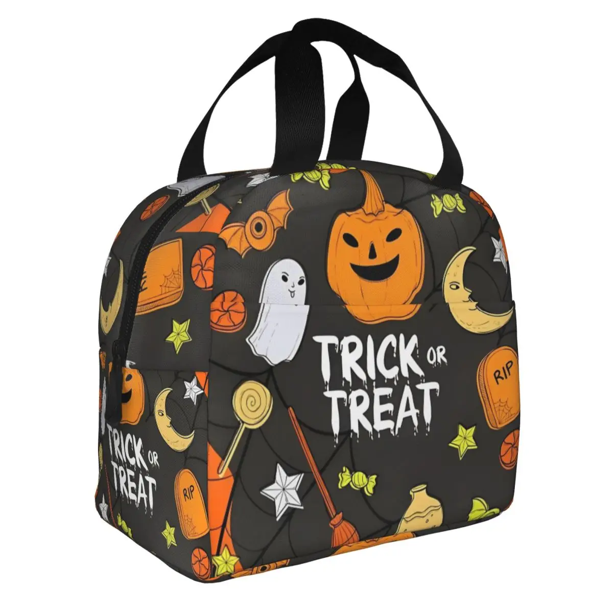 Trick Or Treat Cute Halloween Pumpkims Insulated Lunch Bags Cooler Bag Meal Container Large Tote Lunch Box Men Women Office