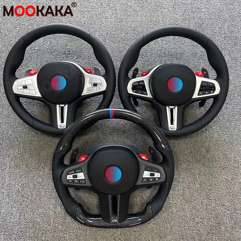 Support Customized Carbon Fiber Steering Wheel Fit For BMW Auto Shift LED Lights Genuine Perforated Cow Leather Steering Wheel