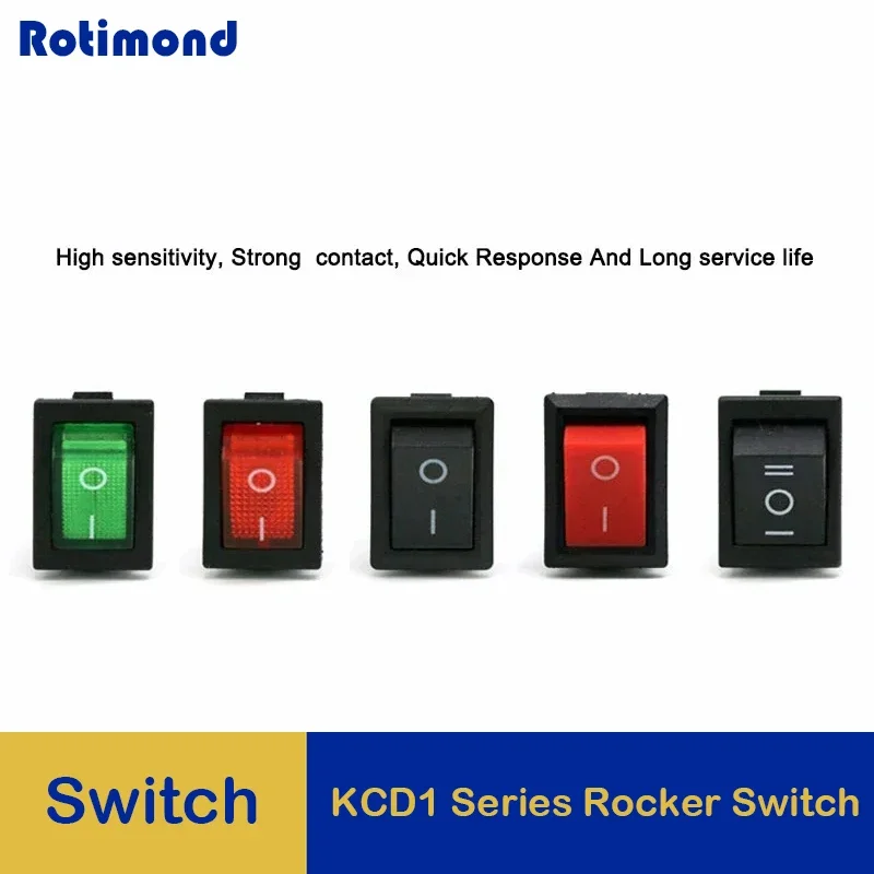 1/5Pcs KCD1 Series Boat Car Rocker Switch 2/3/4/6 Pin 2/3 Position Power Switches 6A/250V 10A/125V AC 15mm x 21mm