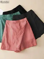 ZANZEA Women Summer Sports Shorts Korean Fashion Culottes 2025 Solid Casual Culotte Pant Elastic High Waist Shorts Streetwear