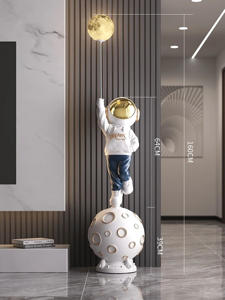 Home Decor 160CM Luminous Lamp Astronaut Sculpture Creative Astronaut Statue Living Room Large Floor Ornament Interior Figurines