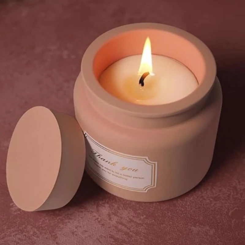 Candle Jar Molds, Silicone Concrete Molds for Candle Holder with Lids, Candle Cup Cement Molds for Candle Making Supplies