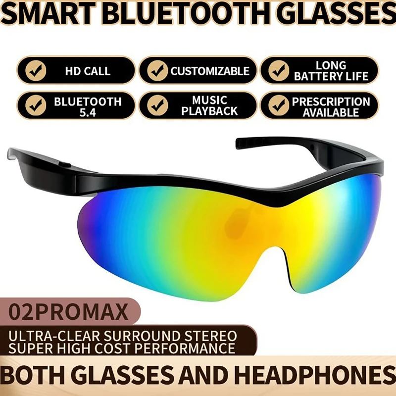 

Smart Bluetooth Glasses with UV400 Sun Protection Lenses AI Smart Translation Glasses Headphones for Cycling Running Climbing
