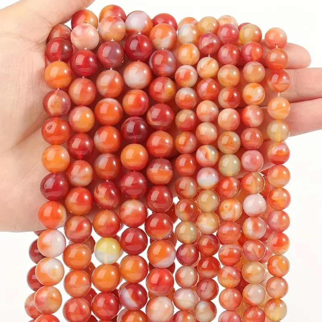 

Бусины из красного агата в полоску, бусины-разделители из натурального камня для изготовления ювелирных изделий своими руками - модные принадлежности для изготовления браслетов и ожерелья
