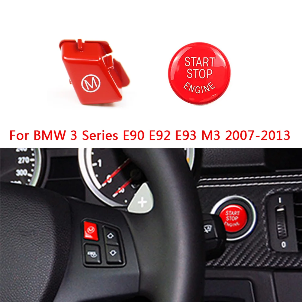 عجلة توجيه سيارة M وضع الأبجدية وزر إيقاف تشغيل المحرك لسيارات BMW 3 Series E90 E92 E93 M3 2007-2013 استبدال داخلي