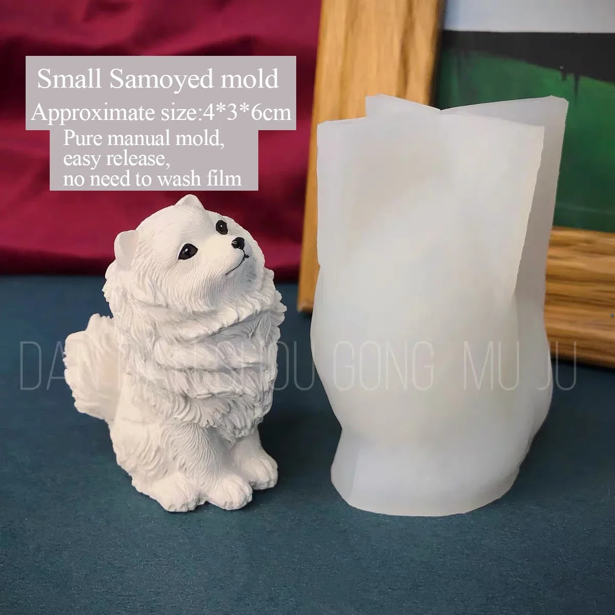 Silicone Mold for Aromatherapy Plaster, Epoxy Resin, Three-Dimensional Mold, DIY Manual Mold, Love Samoye Dog, Grinding Tools