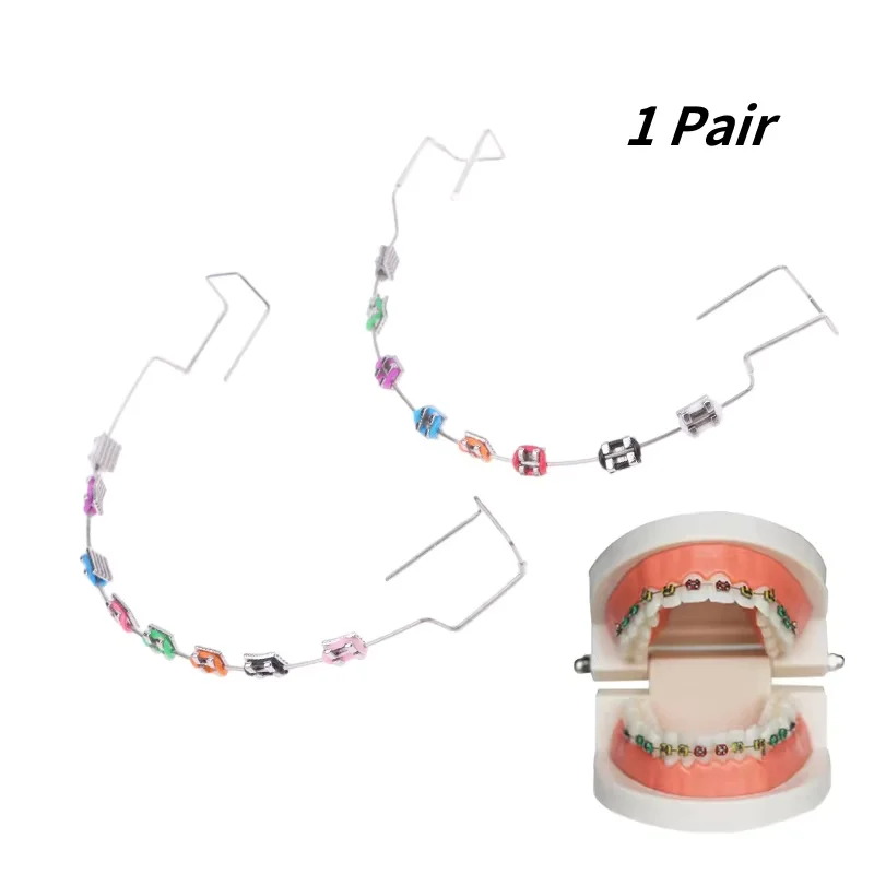 1 Pair Temporary Tooth Decoration With Metal Wires Colorful Metal Bracket And Orthodontic Ligature Ties Dental Decorations