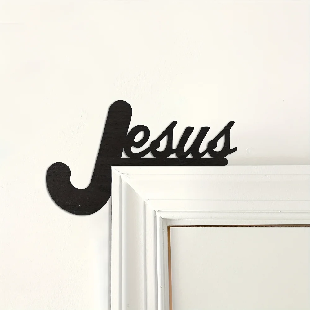 1 PCS Black Wooden Jesus Door Frame Decoration Letter Jesus Suitable for Christian Gifts Door Foot Window Foot Light Switch