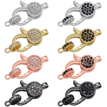 ZHUKOU 12 × 19 ミリメートルゴールドカラーブラッククリスタルクラスプフック女性のための DIY 手作りネックレスブレスレットジュエリーアクセサリーモデル: VK84