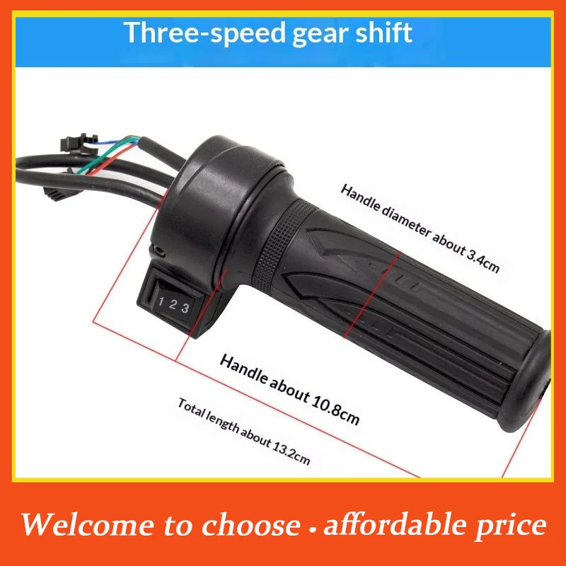 

[]Motorcycle 3-Speed Electric Bike Scooter Speed Control Throttle Twist Grip Handlebar Accelerator For E-Bike Replacement 1PC