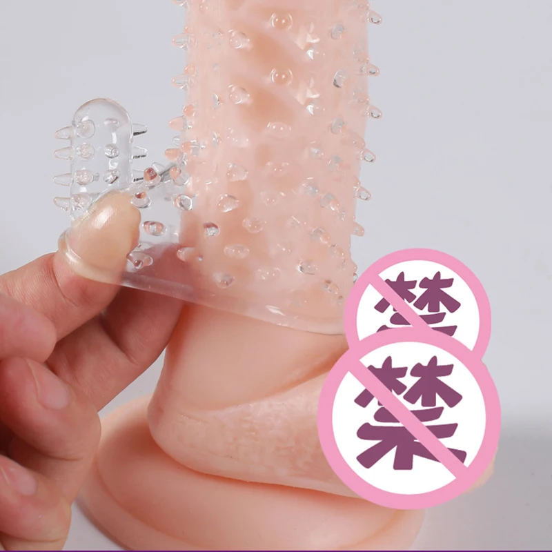 Extensor de cubiertas de pene reutilizable para hombres, juguete sexual para retrasar la eyaculación, condones, consoladores, anillo de cristal para pene, juguetes para adultos