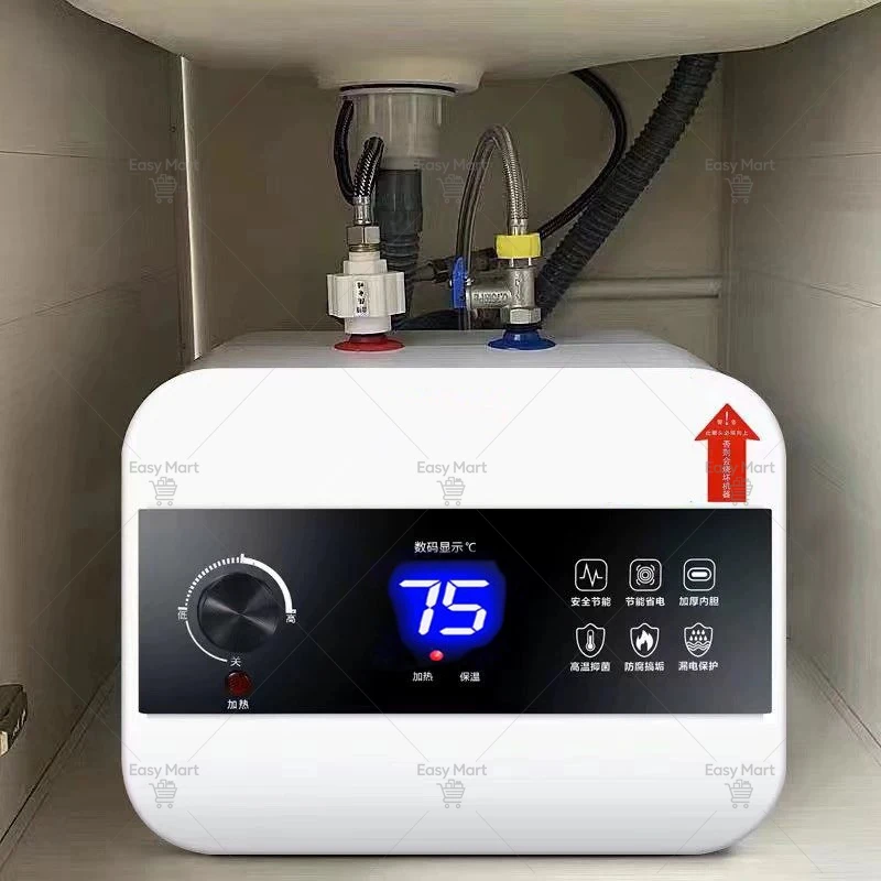 12L Under Sink Instant Water Heater 1st Grade Energy Saving Tank Storage Electric Digital Display Touch Control Kitchen