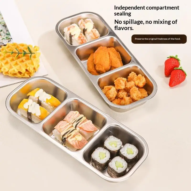 304 Stainless Steel Mini Compartment Lunch Box Food Safe Light Meal Holder for Travel Picnic School Daily Use