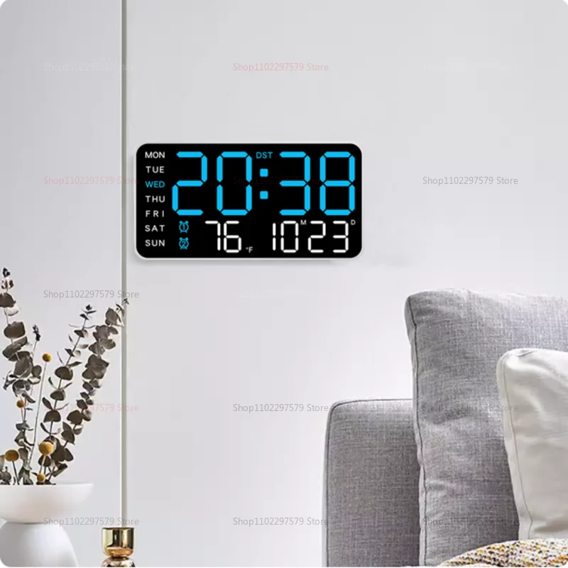 ساعة حائط رقمية ذكية عملاقة مع شاشة تعمل باللمس تعرض الوقت وتاريخ درجة الحرارة وديكور المكاتب المنزلية الحديثة موديل 2025 #1
