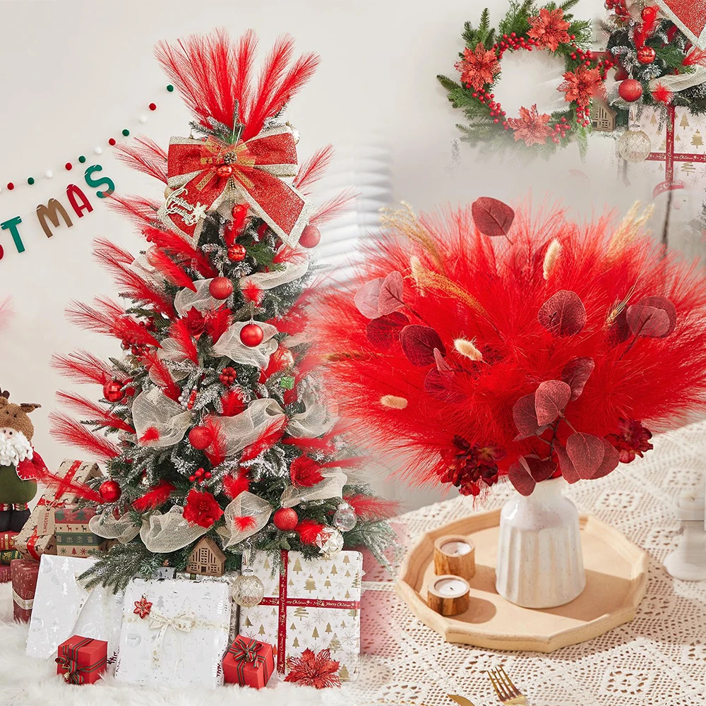 20PCS Artificial Faux Bulk Pampas Grass 55CM Boho Decor Flower Fake Plant Fluffy Reed Wedding Party Home Room Decoration Flowers view 4