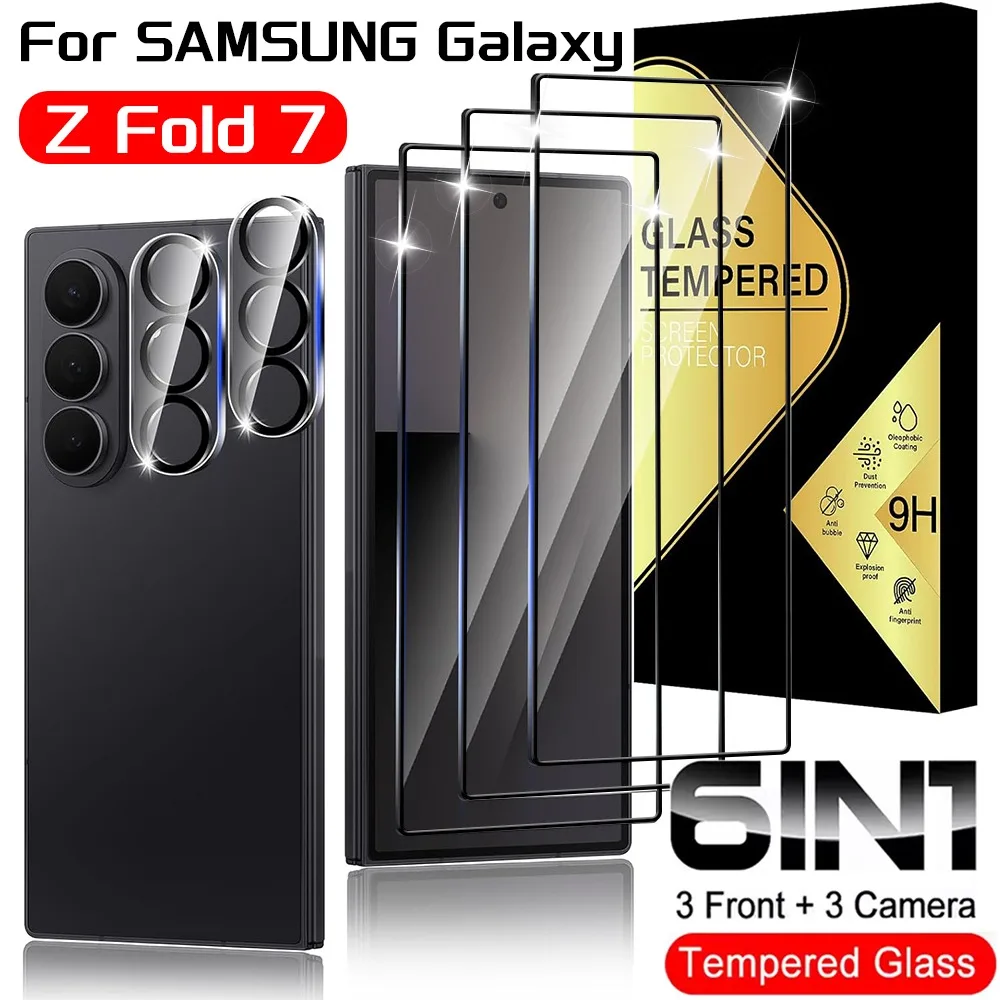 

6in1 9H Premium Tempered Glass For Samsung Galaxy Z Fold 7 HD Anti-scratch Screen Protector Films For Z Fold7 Camera Lens Glass