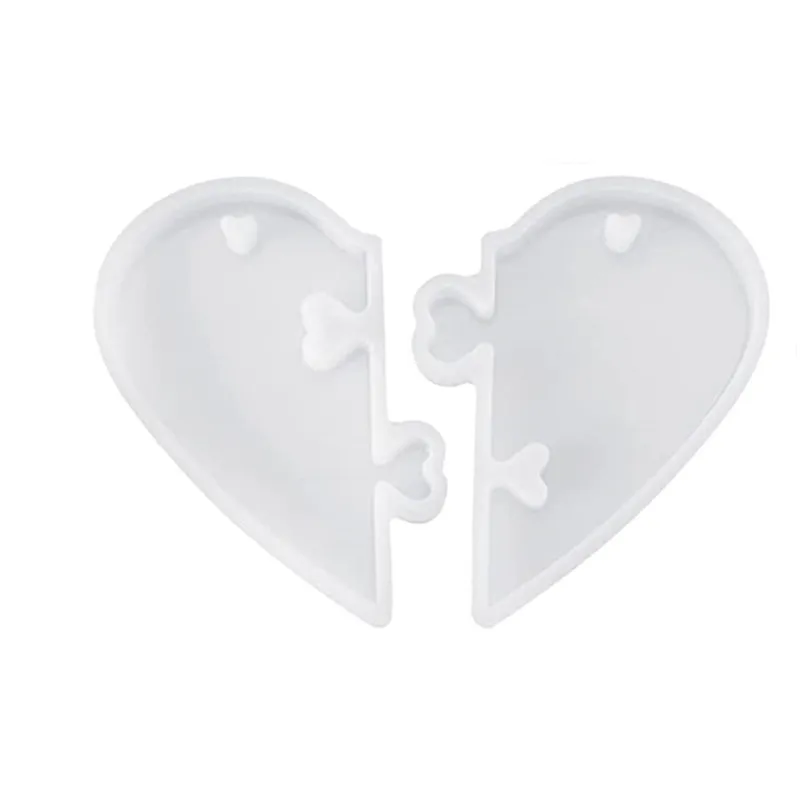 

Couples Keychains Heart Locks Epoxy Resin Silicone Mold With Hole Love Puzzle Pendant DIY Craft Jewelry Making Casting Tools