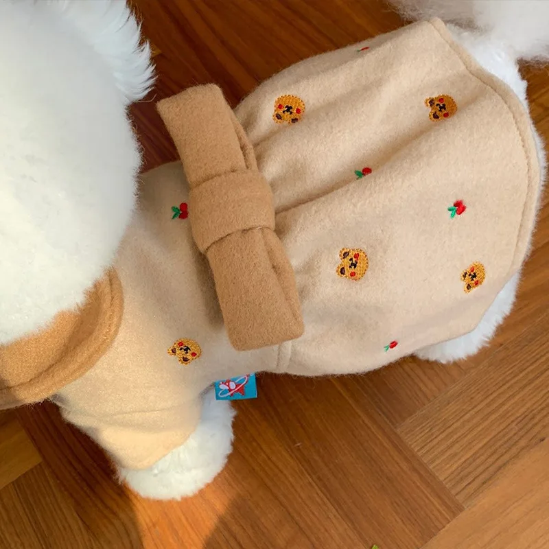 Autumn and Winter Dog Dress Teddy Comfortable Warm Skirt Puppy Two Legged Clothing Cute Little Bear Clothes XS-XL