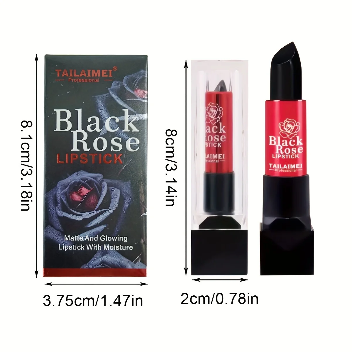Rossetto Black Rose, lucentezza rossa opaca, tazza antiaderente a lunga durata, trucco balsamo labbra idratante
