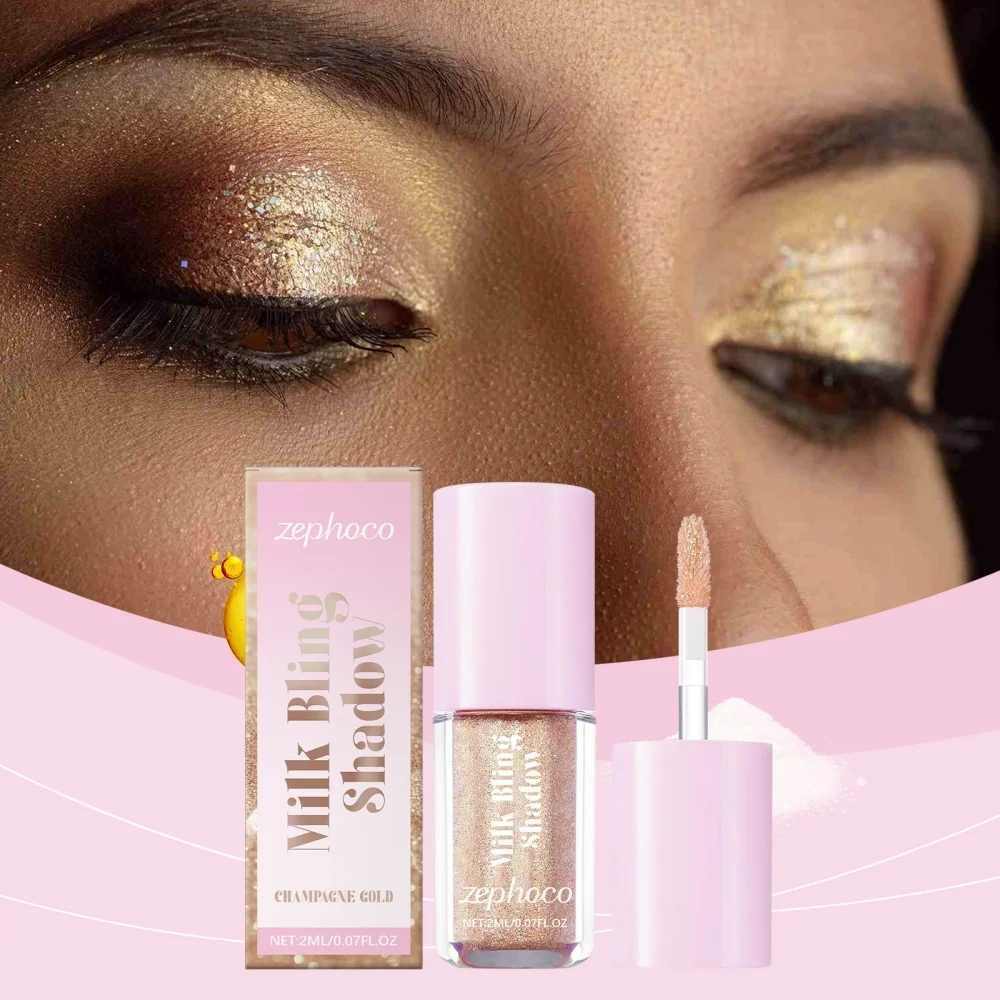 

Champagne with broken eyes, pearl light, liquid eye shadow, quick flash, non greasy, 24h makeup holding, non smudging