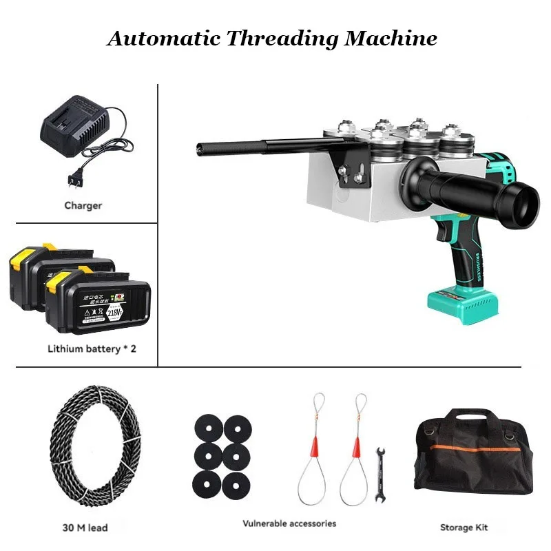 

Brushless Threading Machine Electrician Pulling Wire Hidden Pipe Threader Wire Line Guide Puller Threading Device