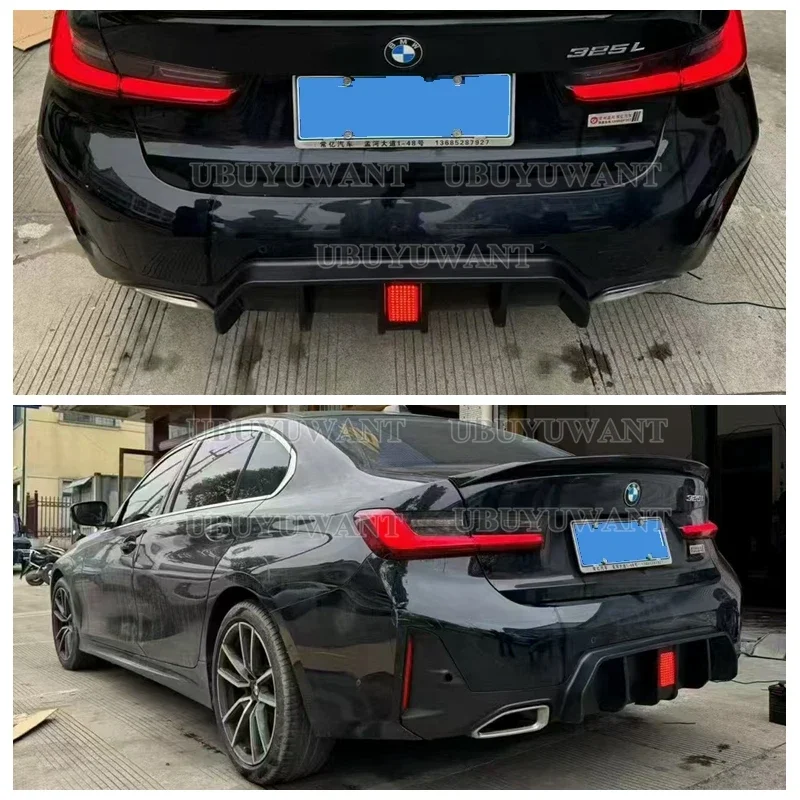 Carbon Fiber Printing Rear Bumper Diffuser Lower Spoiler For  BMW New 3 Series G20 320i 325i 330i 2022 2023 2024+