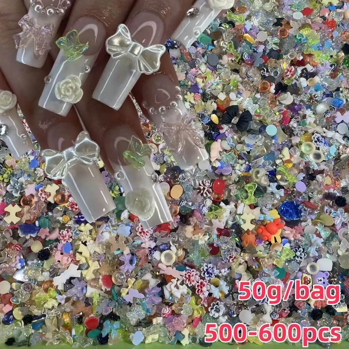 50g/Bag Random Mixed Shapes Resin Charms Mixed Color Flatback Ornaments For Nail Art DIY Phone Case Craft Decoration